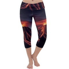 Volcanic Eruption Capri Yoga Leggings by Proyonanggan