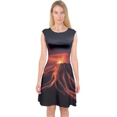 Volcanic Eruption Capsleeve Midi Dress by Proyonanggan