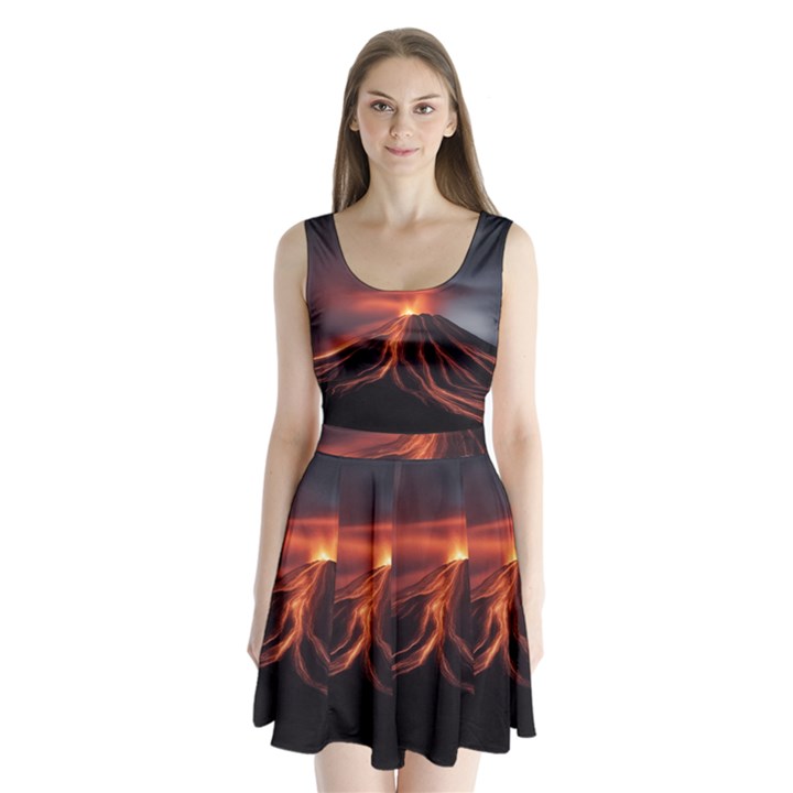 Volcanic Eruption Split Back Mini Dress 