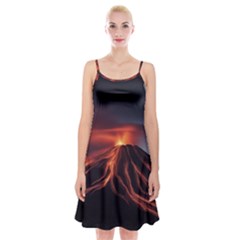 Volcanic Eruption Spaghetti Strap Velvet Dress by Proyonanggan