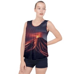 Volcanic Eruption Bubble Hem Chiffon Tank Top by Proyonanggan