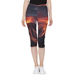 Volcanic Eruption Inside Out Lightweight Velour Capri Leggings  by Proyonanggan