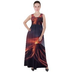 Volcanic Eruption Empire Waist Velour Maxi Dress by Proyonanggan