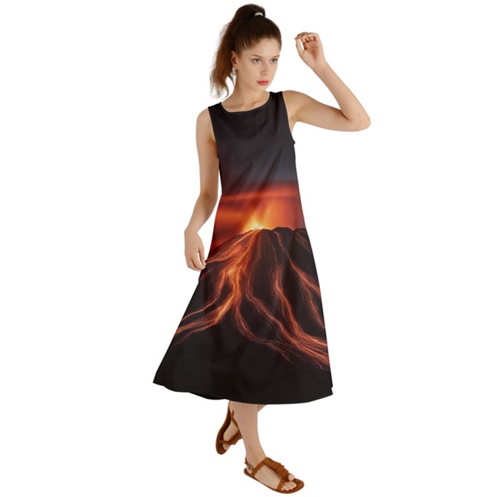 Volcanic Eruption Summer Maxi Dress