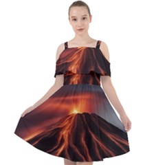 Volcanic Eruption Cut Out Shoulders Chiffon Dress by Proyonanggan