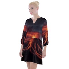 Volcanic Eruption Open Neck Shift Dress by Proyonanggan