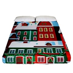 Christmas Background Design House Fitted Sheet (queen Size) by Proyonanggan