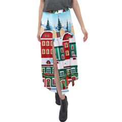 Christmas Background Design House Velour Split Maxi Skirt