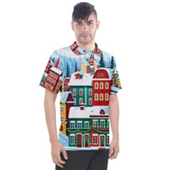 Christmas Background Design House Men s Polo T-shirt by Proyonanggan