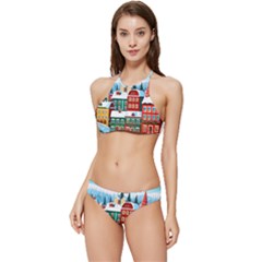 Christmas Background Design House Banded Triangle Bikini Set