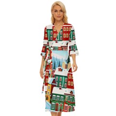 Christmas Background Design House Midsummer Wrap Dress