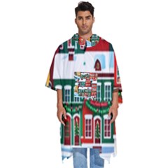 Christmas Background Design House Men s Hooded Rain Ponchos by Proyonanggan