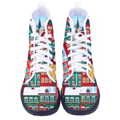 Christmas Background Design House Men s High-top Canvas Sneakers by Proyonanggan