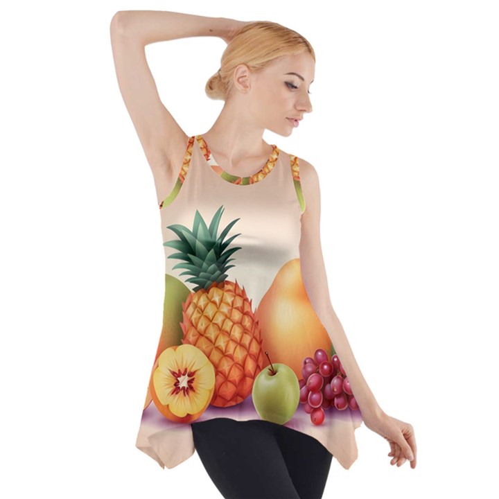 Fruit Pattern Apple Abstract Food Side Drop Tank Tunic