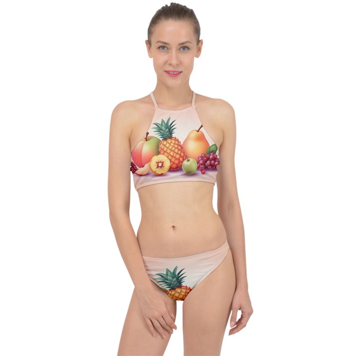 Fruit Pattern Apple Abstract Food Halter Bikini Set