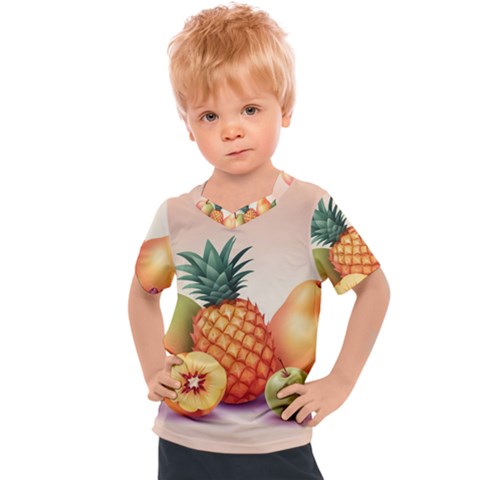 Fruit Pattern Apple Abstract Food Kids  Sports T-shirt by Proyonanggan