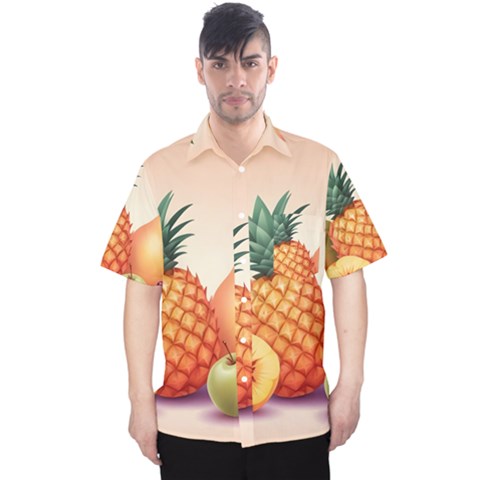 Fruit Pattern Apple Abstract Food Men s Hawaii Shirt by Proyonanggan