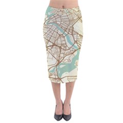 Mapart Dubai Map Velvet Midi Pencil Skirt by Proyonanggan