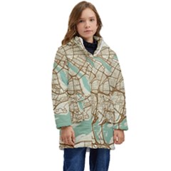 Mapart Dubai Map Kids  Hooded Longline Puffer Jacket by Proyonanggan