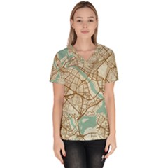 Mapart Dubai Map Women s V-neck Scrub Top by Proyonanggan