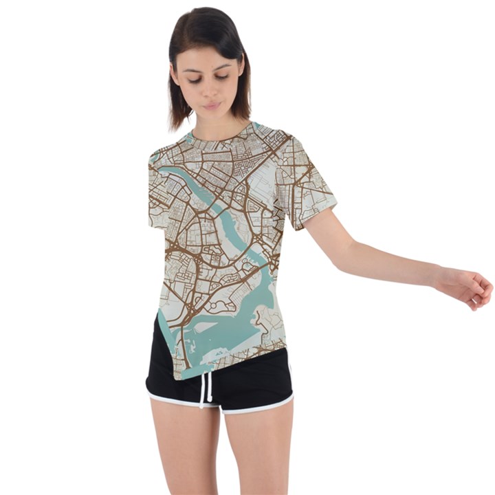 Mapart Dubai Map Asymmetrical Short Sleeve Sports T-Shirt