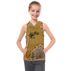 Vintage Map Of The World Continent Kids  Sleeveless Hoodie by Proyonanggan