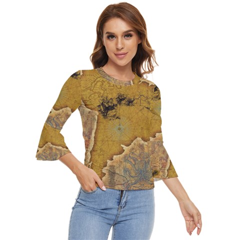 Vintage Map Of The World Continent Bell Sleeve Top by Proyonanggan