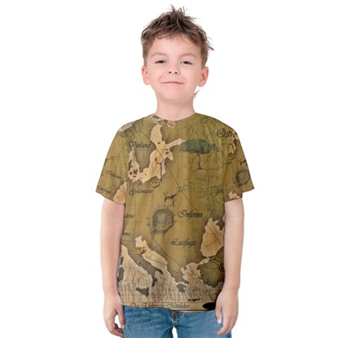 Map Geography Travel Global Kids  Cotton T-shirt by Proyonanggan