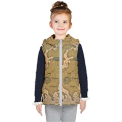 Map Geography Travel Global Kids  Hooded Puffer Vest by Proyonanggan