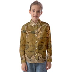 Map Geography Travel Global Kids  Long Sleeve Shirt by Proyonanggan