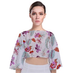 Flawer Tie Back Butterfly Sleeve Chiffon Top by saad11