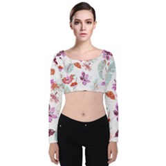 Flawer Velvet Long Sleeve Crop Top by saad11