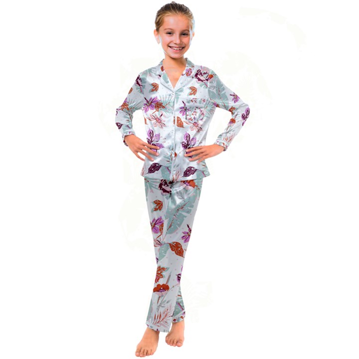 flawer Kids  Satin Long Sleeve Pajamas Set