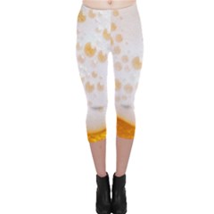 Beer Foam Texture Macro Liquid Bubble Capri Leggings  by Cemarart