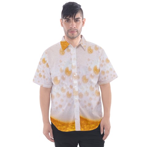 Beer Foam Texture Macro Liquid Bubble Men s Short Sleeve Shirt by Cemarart