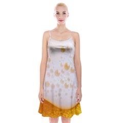 Beer Foam Texture Macro Liquid Bubble Spaghetti Strap Velvet Dress by Cemarart