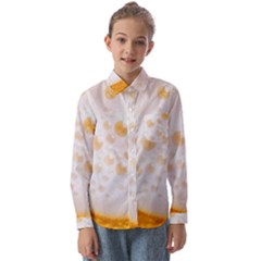 Beer Foam Texture Macro Liquid Bubble Kids  Long Sleeve Shirt by Cemarart