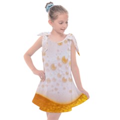 Beer Foam Texture Macro Liquid Bubble Kids  Tie Up Tunic Dress by Cemarart