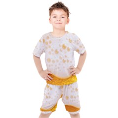 Beer Foam Texture Macro Liquid Bubble Kids  T-shirt And Shorts Set by Cemarart