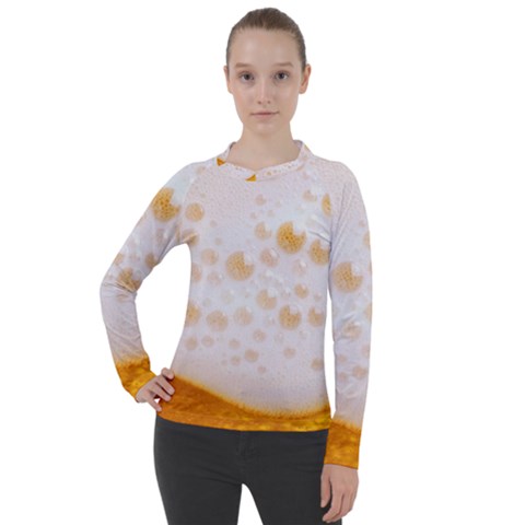 Beer Foam Texture Macro Liquid Bubble Women s Pique Long Sleeve T-shirt by Cemarart