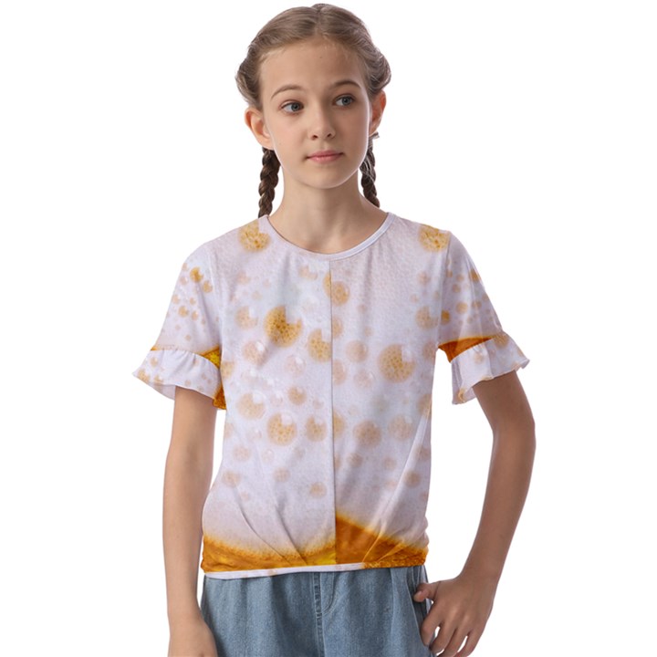 Beer Foam Texture Macro Liquid Bubble Kids  Cuff Sleeve Scrunch Bottom T-Shirt