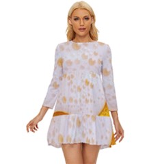 Beer Foam Texture Macro Liquid Bubble Long Sleeve Babydoll Dress by Cemarart