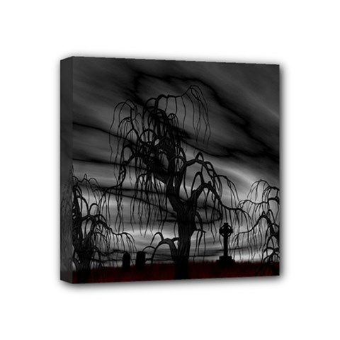 Grave Yard Dark Fantasy Trees Mini Canvas 4  X 4  (stretched) by Cemarart