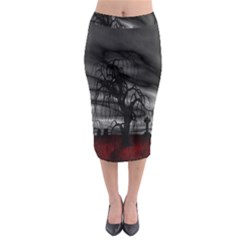 Grave Yard Dark Fantasy Trees Midi Pencil Skirt