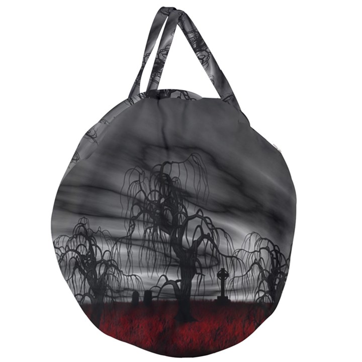 Grave Yard Dark Fantasy Trees Giant Round Zipper Tote