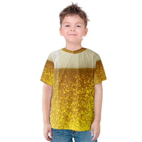 Light Beer Texture Foam Drink In A Glass Kids  Cotton T-shirt by Cemarart