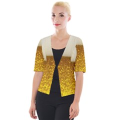 Light Beer Texture Foam Drink In A Glass Cropped Button Cardigan by Cemarart