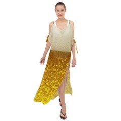 Light Beer Texture Foam Drink In A Glass Maxi Chiffon Cover Up Dress by Cemarart