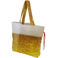 Light Beer Texture Foam Drink In A Glass Drawstring Tote Bag by Cemarart