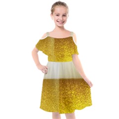 Light Beer Texture Foam Drink In A Glass Kids  Cut Out Shoulders Chiffon Dress by Cemarart